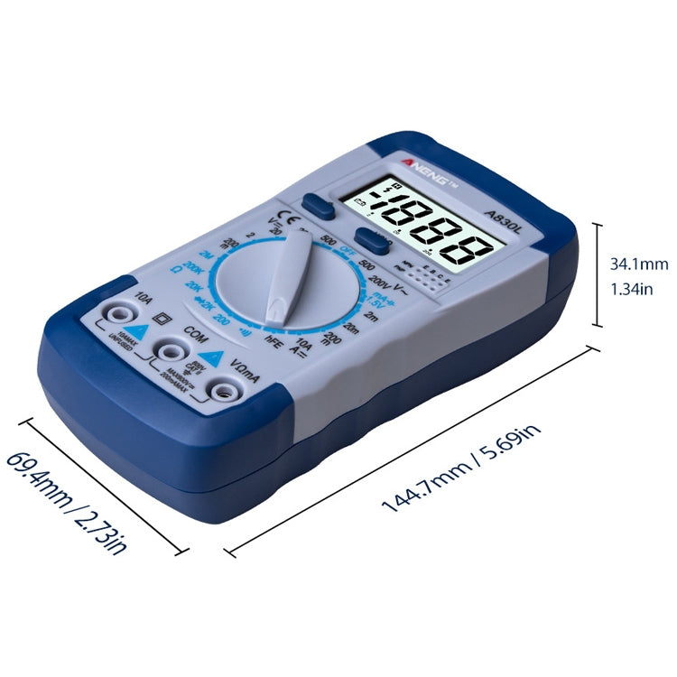 ANENG A830L Handheld Multimeter Household Electrical Instrument (Blue White) - Current & Voltage Tester by ANENG | Online Shopping UK | buy2fix