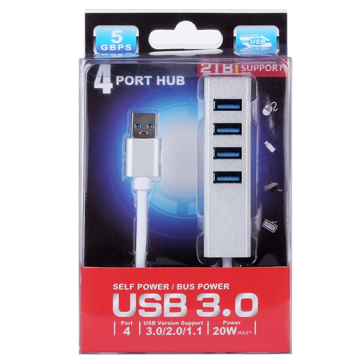 5Gbps Super Speed Self / Bus Power 4 Ports USB 3.0 HUB (Silver) -  by buy2fix | Online Shopping UK | buy2fix