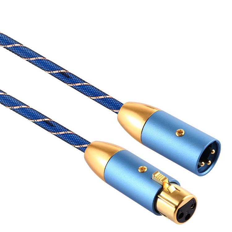 EMK XLR Male to Female Gold-plated Plug Grid Nylon Braided Cannon Audio Cable for XLR Jack Devices, Length: 2m(Blue) - Consumer Electronics by EMK | Online Shopping UK | buy2fix