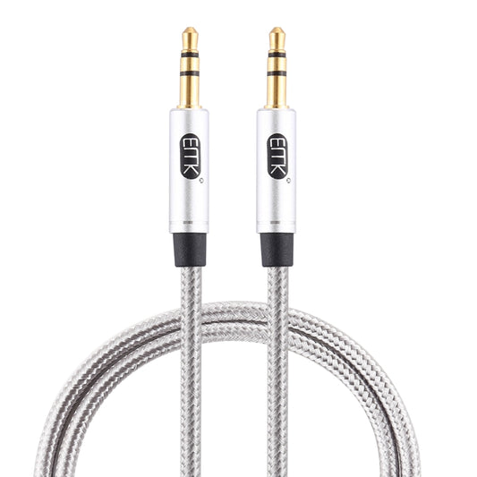 EMK 3.5mm Male to Male Gold-plated Plug Cotton Braided Audio Cable for Speaker / Notebooks / Headphone, Length: 1m(Grey) - Consumer Electronics by EMK | Online Shopping UK | buy2fix