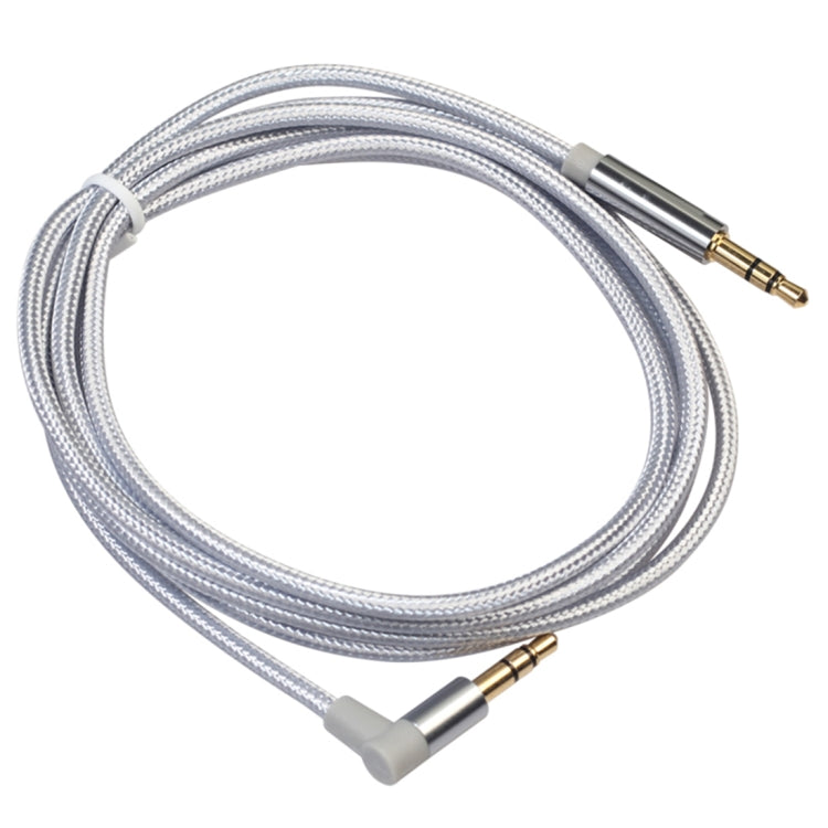 AV01 3.5mm Male to Male Elbow Audio Cable, Length: 1.5m (Silver Grey) - Aux Cable by buy2fix | Online Shopping UK | buy2fix