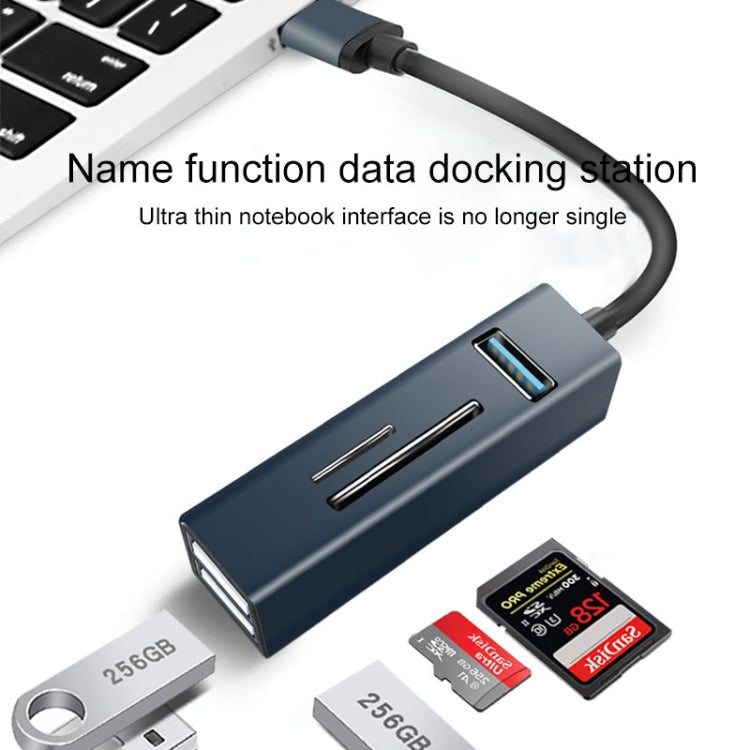 15102 5 in 1 USB-C / Type-C to USB3.0 + SD / TF Card Reader HUB Adapter (Blue) - Computer & Networking by buy2fix | Online Shopping UK | buy2fix