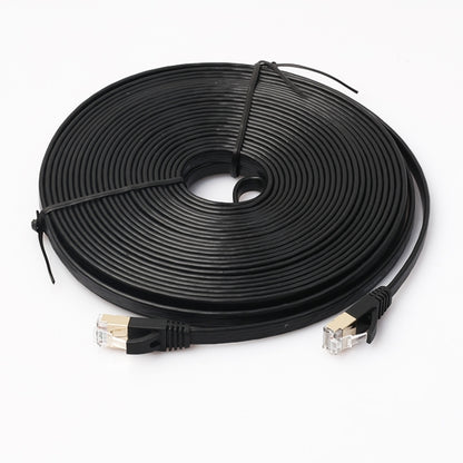 15m CAT7 10 Gigabit Ethernet Ultra Flat Patch Cable for Modem Router LAN Network - Built with Shielded RJ45 Connectors (Black) - Lan Cable and Tools by buy2fix | Online Shopping UK | buy2fix