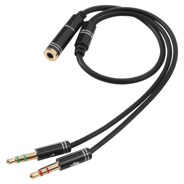 3.5mm Female to 2 x 3.5mm Male Adapter Cable(Black) - Aux Cable by buy2fix | Online Shopping UK | buy2fix