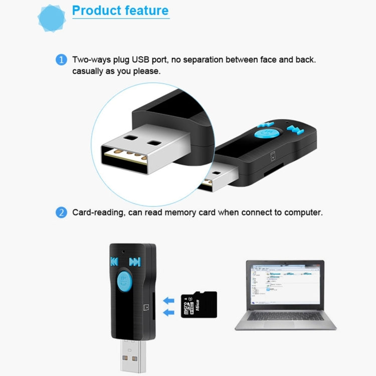 BC07 Mini Brushed Texture USB Bluetooth Receiver MP3 Player SD/TF Card Reader with Microphone & Audio Cable, Support Handsfree & AUX Output & 32GB Micro SD / TF Card & Two-sided USB Port Connecting - Car MP3 & MP4 & MP5 by buy2fix | Online Shopping UK | buy2fix