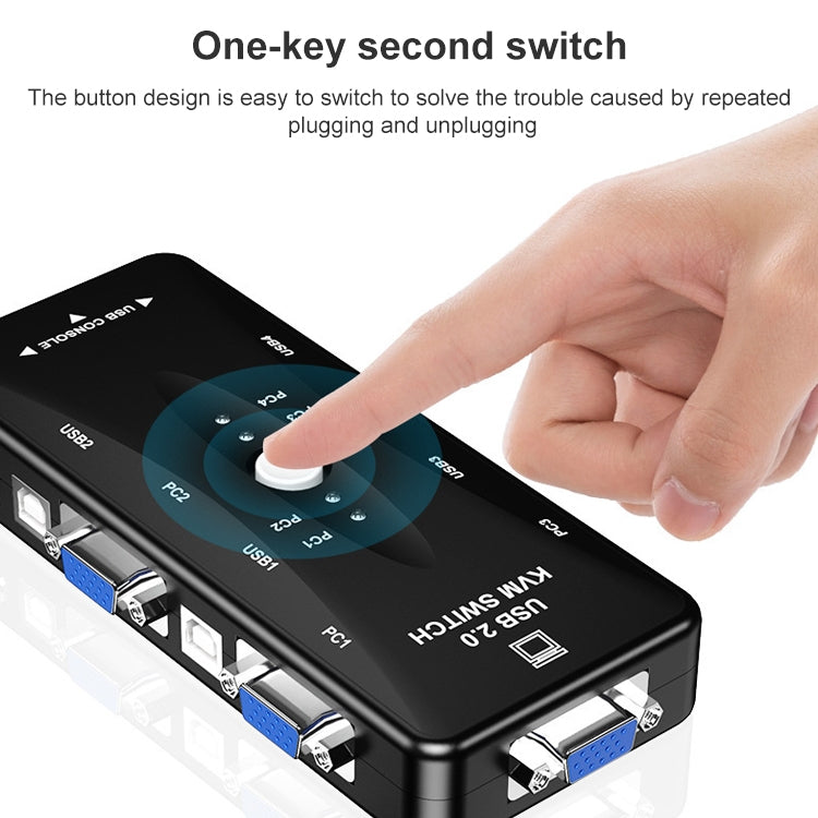 KSW-401V 4 VGA + 3 USB Ports to VGA KVM Switch Box with Control Button for Monitor, Keyboard, Mouse, Set-top box - VGA Splitters by buy2fix | Online Shopping UK | buy2fix