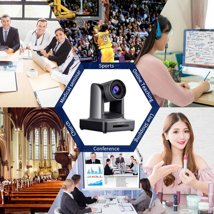 FEELWORLD NDI20X Simultaneous 20X Optical Zoom Live Streaming PTZ Camera, EU and US Plug - HD Camera by FEELWORLD | Online Shopping UK | buy2fix