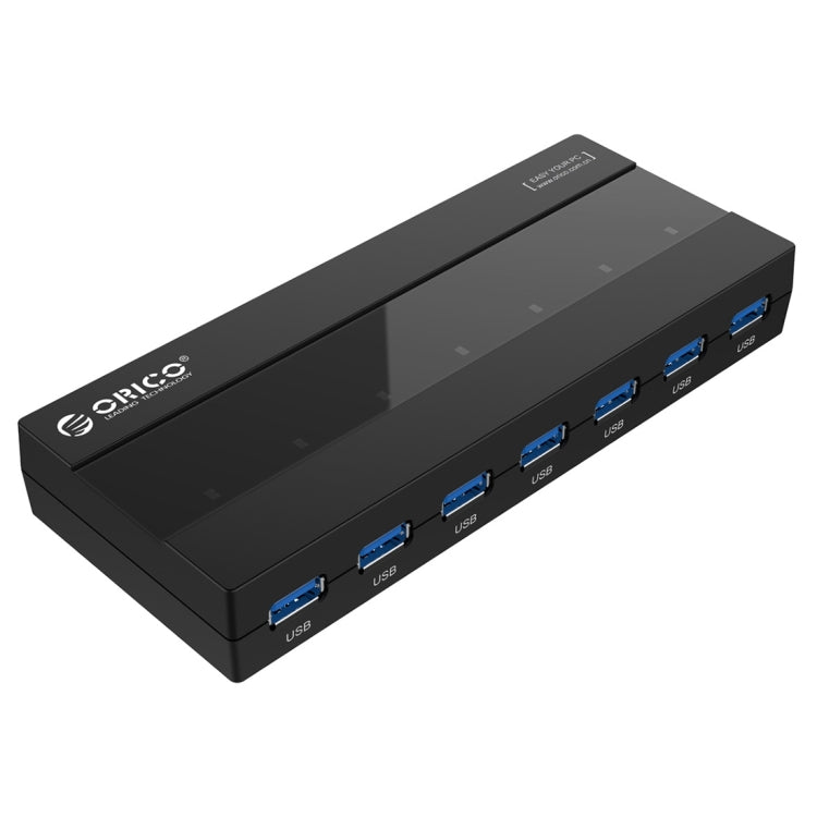 ORICO H727RK-U3 ABS High Speed 7 Ports USB 3.0 HUB with 12V Power Adapter for Laptops / Smartphones(Black) - USB 3.0 HUB by ORICO | Online Shopping UK | buy2fix