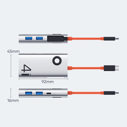 ROCK TR25 4 in 1 USB-C / Type-C to USB 3.0x4 Portable Multifunctional HUB Docking Station - Computer & Networking by ROCK | Online Shopping UK | buy2fix