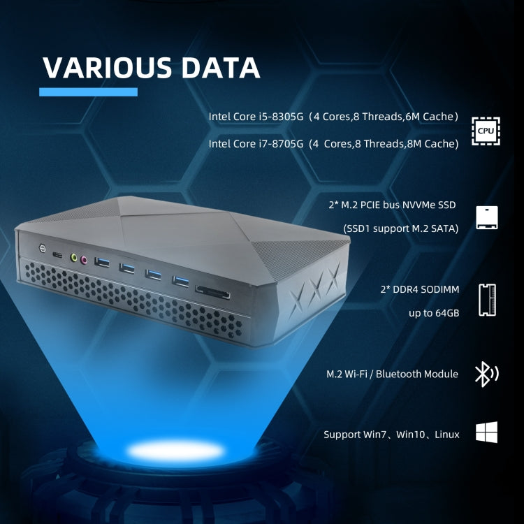 HYSTOU F9 Windows 10 / Linux System Gaming Mini PC, Intel Core i7-8705G 4 Core 8M Cache up to 4.20GHz, 32GB RAM+ 1TB SSD, AU Plug - Windows Mini PCs by HYSTOU | Online Shopping UK | buy2fix