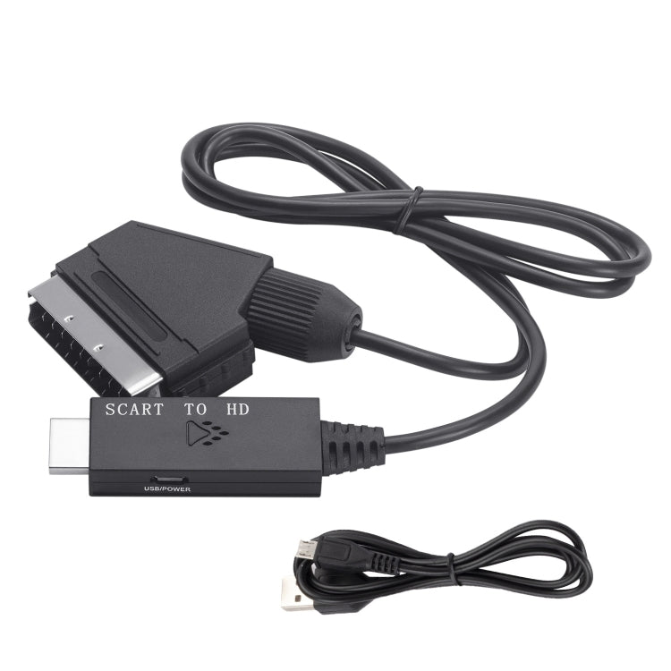 Scart To HDMI-Compatible Converter Video Audio Adapter Cable (Black) - Converter by buy2fix | Online Shopping UK | buy2fix