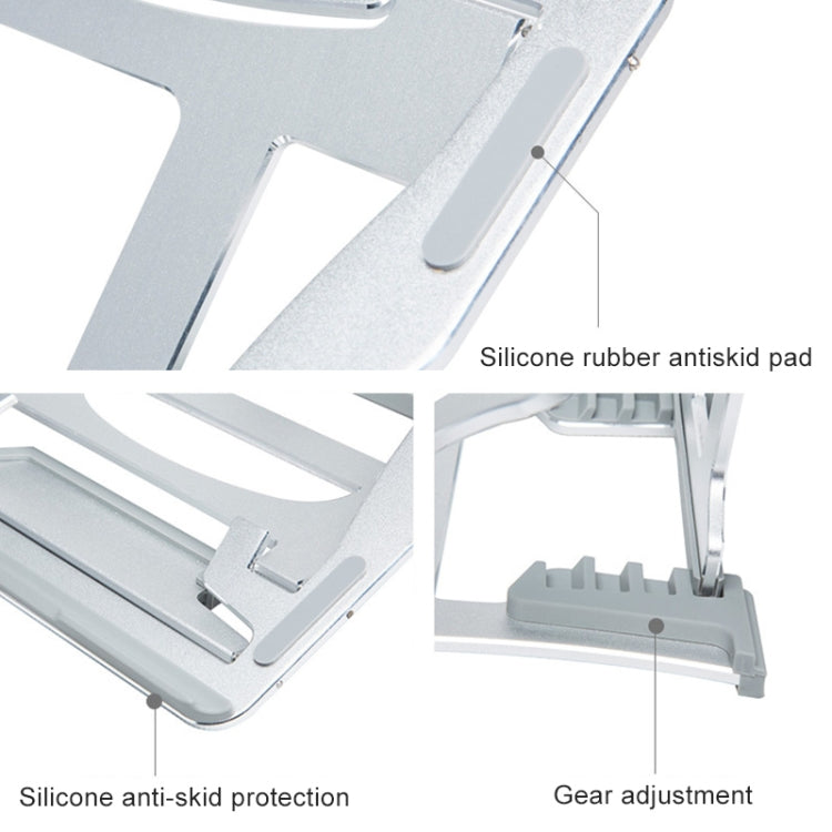 Aluminum Alloy Cooling Holder Desktop Portable Simple Laptop Bracket, Six-stage Support, Size: 21x26cm (Silver) - Laptop Stand by buy2fix | Online Shopping UK | buy2fix