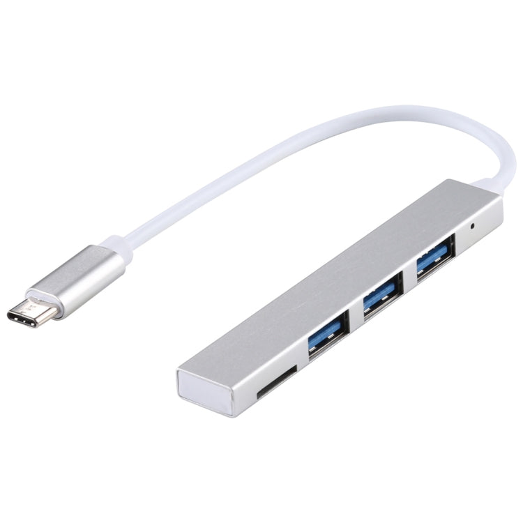 T-818 TF + 3 x USB 3.0 to USB-C / Type-C HUB Adapter (Silver) - Computer & Networking by buy2fix | Online Shopping UK | buy2fix