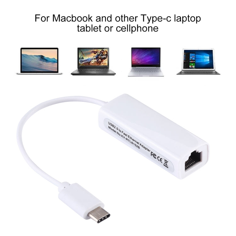 KY-RTL8152B USB-C / Type-C 10 / 100 Mbps Ethernet Adapter Network Card -  by buy2fix | Online Shopping UK | buy2fix