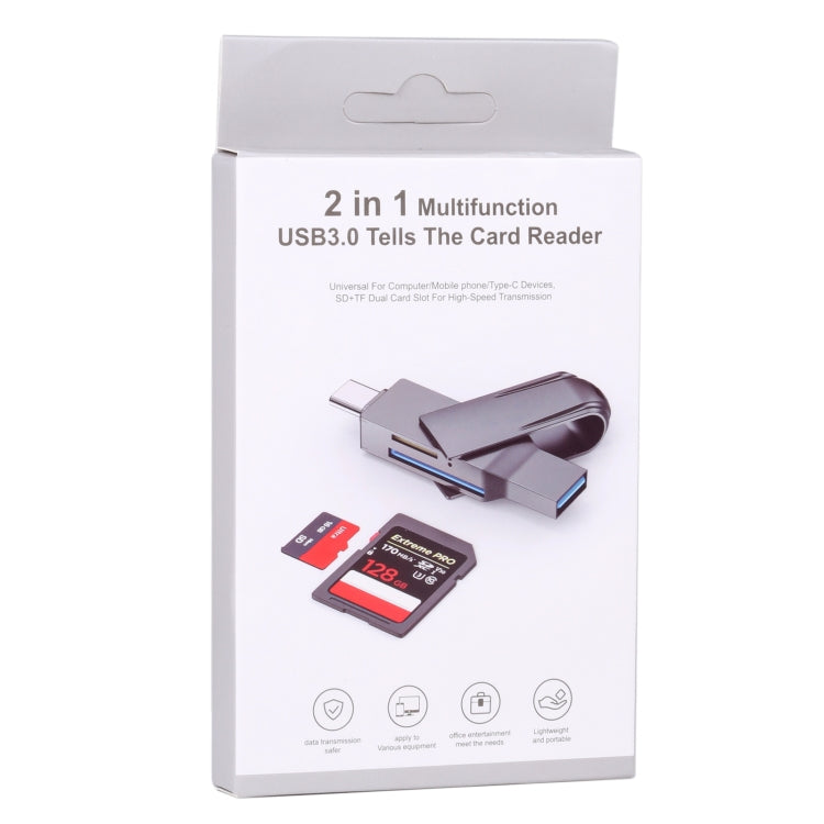 2 In 1 Multifunction USB-C / Type-C to USB 3.0 Card Reader -  by buy2fix | Online Shopping UK | buy2fix