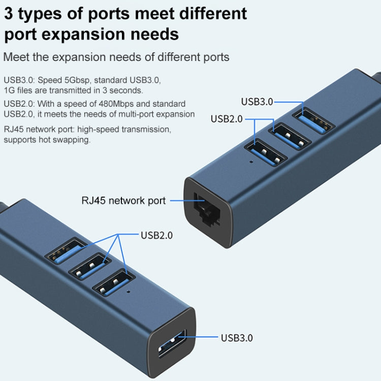 RDS 6307-4 USB-C / Type-C to USB3.0 + Triple USB2.0 4 in 1 HUB Adapter - USB HUB by buy2fix | Online Shopping UK | buy2fix