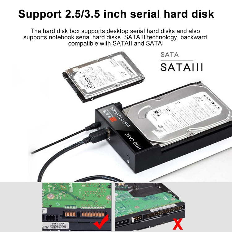 RSH-319 SATA 2.5 / 3.5 inch USB 3.0 Interface Horizontal Type HDD Enclosure, The Maximum Support Capacity: 8TB - HDD Enclosure by buy2fix | Online Shopping UK | buy2fix