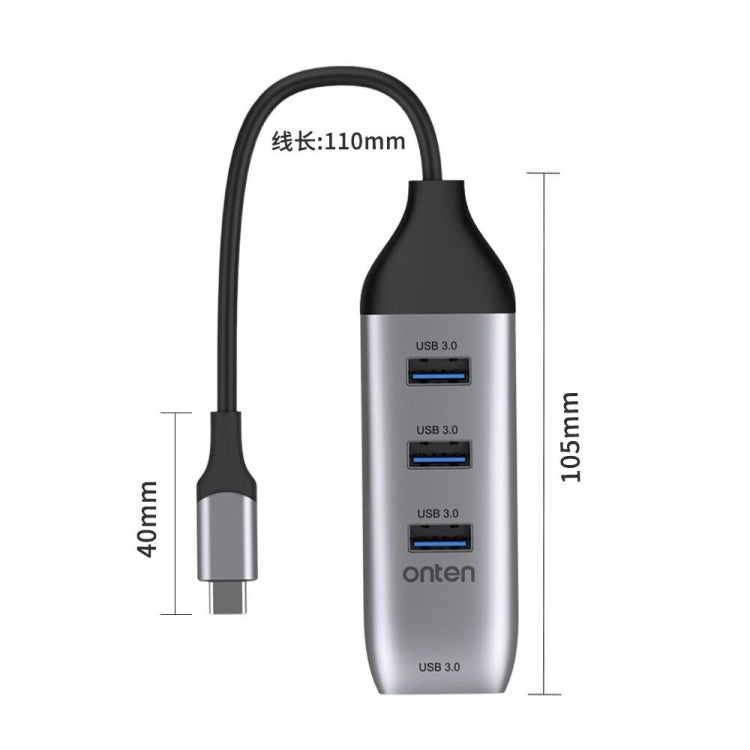 Onten 95118U 4 in 1 USB-C / Type-C to 4 USB 3.0 Ports Multifunctional HUB Converter Docking Station - Computer & Networking by Onten | Online Shopping UK | buy2fix