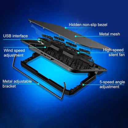 ICE COOREL Notebook Computer Base Speed Control Silent Six-fan Cooling Holder Cooling Rack, Style: Flagship - Computer & Networking by buy2fix | Online Shopping UK | buy2fix