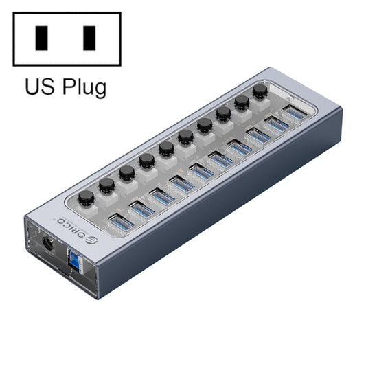 ORICO AT2U3-10AB-GY-BP 10 Ports USB 3.0 HUB with Individual Switches & Blue LED Indicator, US Plug - USB 3.0 HUB by ORICO | Online Shopping UK | buy2fix