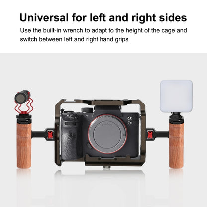 PULUZ 3/8 inch Screw Universal Camera Wooden Side Handle with Cold Shoe Mount for Camera Cage Stabilizer(Black) - Camera Accessories by PULUZ | Online Shopping UK | buy2fix