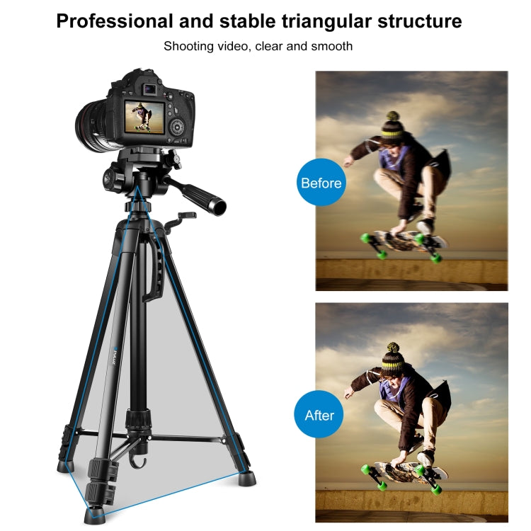 PULUZ Aluminum Selfie Live Tripod Mount with Three-dimensional Head & Phone Clamp(Black) - Tripods by PULUZ | Online Shopping UK | buy2fix