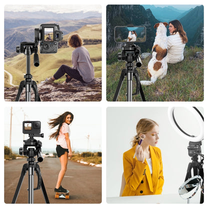 PULUZ Aluminum Selfie Live Tripod Mount with Three-dimensional Head & Phone Clamp(Black) - Tripods by PULUZ | Online Shopping UK | buy2fix