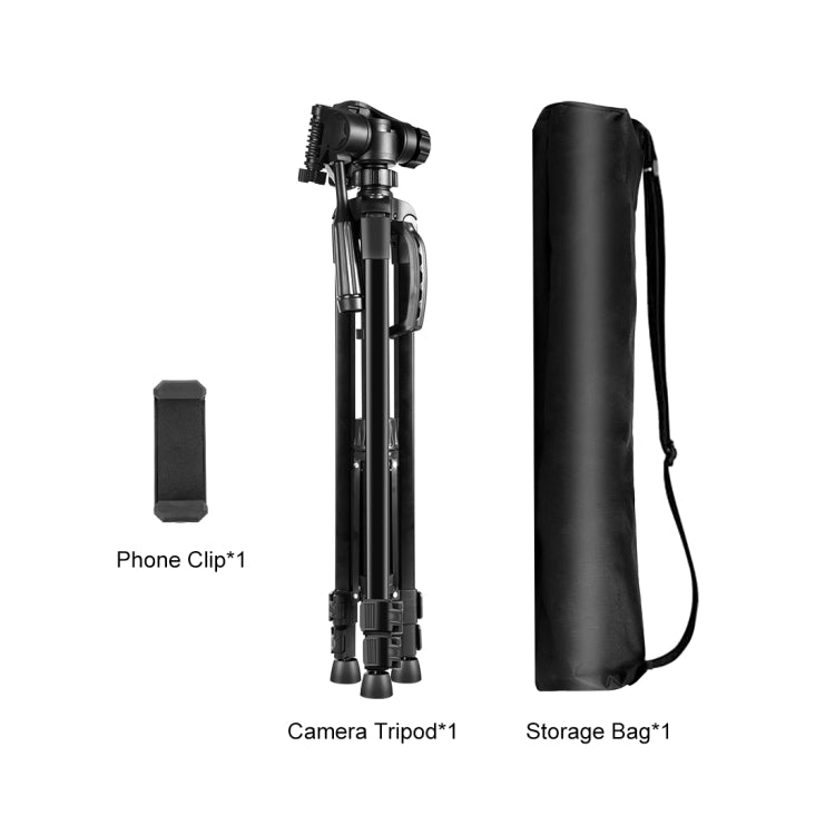 PULUZ Aluminum Selfie Live Tripod Mount with Three-dimensional Head & Phone Clamp(Black) - Tripods by PULUZ | Online Shopping UK | buy2fix