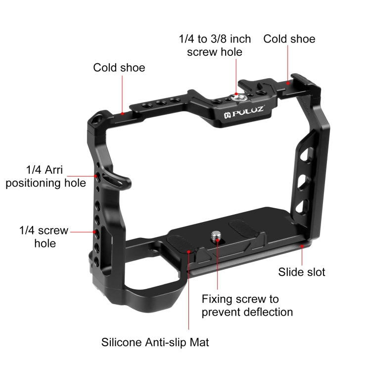 PULUZ Metal Camera Cage Stabilizer Rig for Sony A7 IV / ILCE-7M4 / A7M4 / A7M3 / A7R3  / A7R III(Black) - Camera Accessories by PULUZ | Online Shopping UK | buy2fix