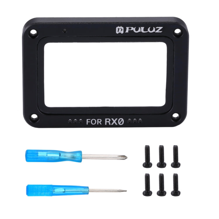 PULUZ Aluminum Alloy Flame + Tempered Glass Lens Protector for Sony RX0 / RX0 II, with Screws and Screwdrivers(Black) - DJI & GoPro Accessories by PULUZ | Online Shopping UK | buy2fix