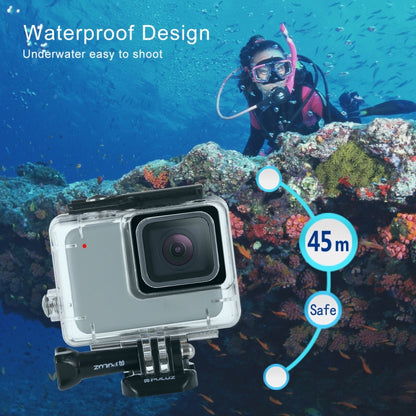 PULUZ 45m Underwater Waterproof Housing Diving Case for GoPro HERO7 Silver / HERO7 White, with Buckle Basic Mount & Screw(Transparent) - Waterproof Cases by PULUZ | Online Shopping UK | buy2fix