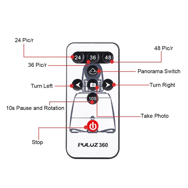 PULUZ Electronic 360 Degree Rotation Panoramic Tripod Head + Round Tray with Control Remote for Smartphones, GoPro, DSLR Cameras(Red) - Camera Accessories by PULUZ | Online Shopping UK | buy2fix