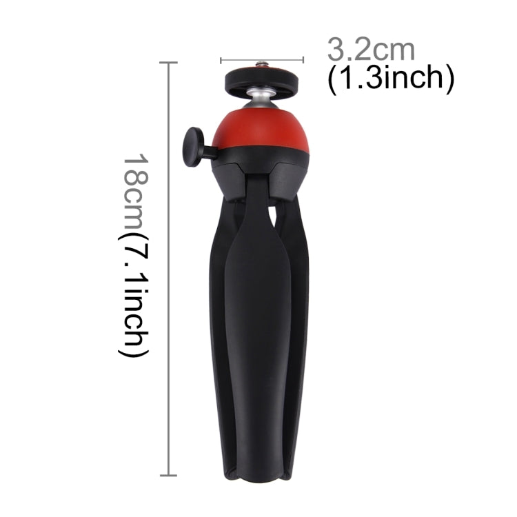 PULUZ Pocket Mini Tripod Mount with 360 Degree Ball Head & Phone Clamp for Smartphones(Red) - Camera Accessories by PULUZ | Online Shopping UK | buy2fix