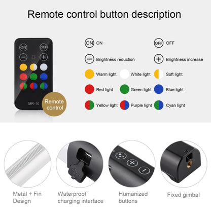 PULUZ RGB Colorful Photo LED Stick Adjustable Color Temperature Handheld LED Fill Light with Remote Control(Black) - Camera Accessories by PULUZ | Online Shopping UK | buy2fix