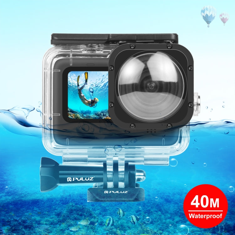 PULUZ 40m Waterproof Housing Protective Case with Buckle Basic Mount & Screw for GoPro Hero11 Black / HERO10 Black / HERO9 Black Max Lens Mod(Transparent) - DJI & GoPro Accessories by PULUZ | Online Shopping UK | buy2fix