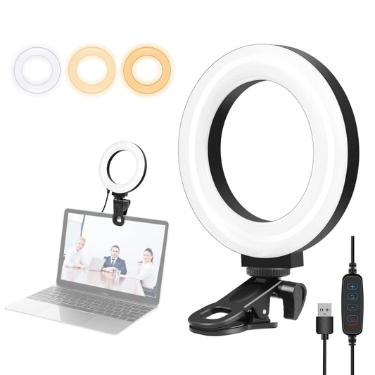 PULUZ 4.7 inch 12cm Ring Selfie Light 3 Modes USB Dimmable Dual Color Temperature LED Curved Vlogging Photography Video Lights with Monitor Clip Holder (Black) - Ring Light by PULUZ | Online Shopping UK | buy2fix