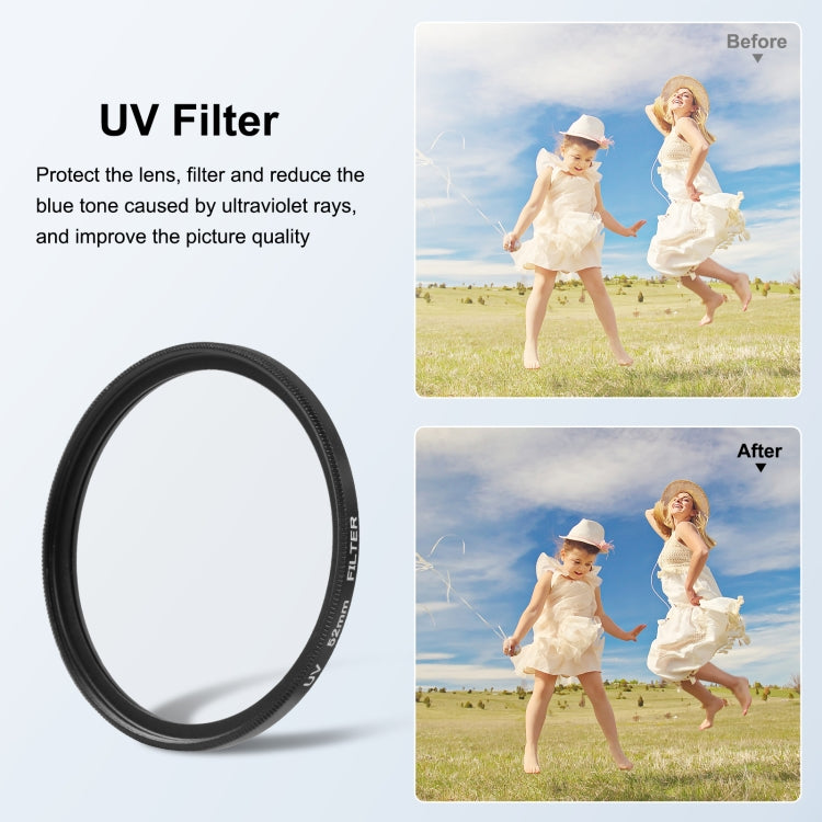 PULUZ 52mm CPL + UV Lens Filter with Adapter Ring for GoPro Hero11 Black / HERO10 Black / HERO9 Black(Black) - DJI & GoPro Accessories by PULUZ | Online Shopping UK | buy2fix