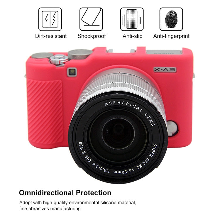 PULUZ Soft Silicone Protective Case for FUJIFILM X-A3 / X-A10(Rose Red) - Camera Accessories by PULUZ | Online Shopping UK | buy2fix