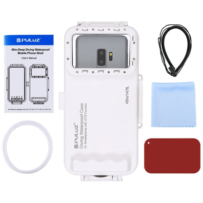 PULUZ 45m/147ft Waterproof Diving Case Photo Video Taking Underwater Housing Cover for iPhone 16 / 16 Pro / 15 / 15 Pro, Galaxy, Huawei, Xiaomi, Google Android OTG Smartphones with Type-C Port(White) - Galaxy S22+ 5G Cases by PULUZ | Online Shopping UK | buy2fix