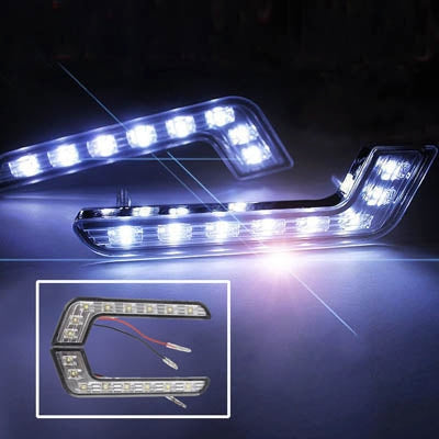 Universal White 8 LED Daytime Running Light for Car (Black) - In Car by buy2fix | Online Shopping UK | buy2fix