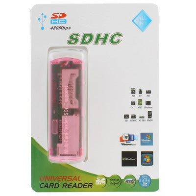 USB 2.0 Multi Card Reader, Support SD/MMC, MS, TF, M2 Card(Pink) -  by buy2fix | Online Shopping UK | buy2fix