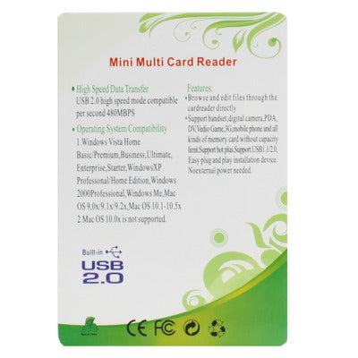 USB 2.0 Multi Card Reader, Support SD/MMC, MS, TF, M2 Card (Light Green) -  by buy2fix | Online Shopping UK | buy2fix