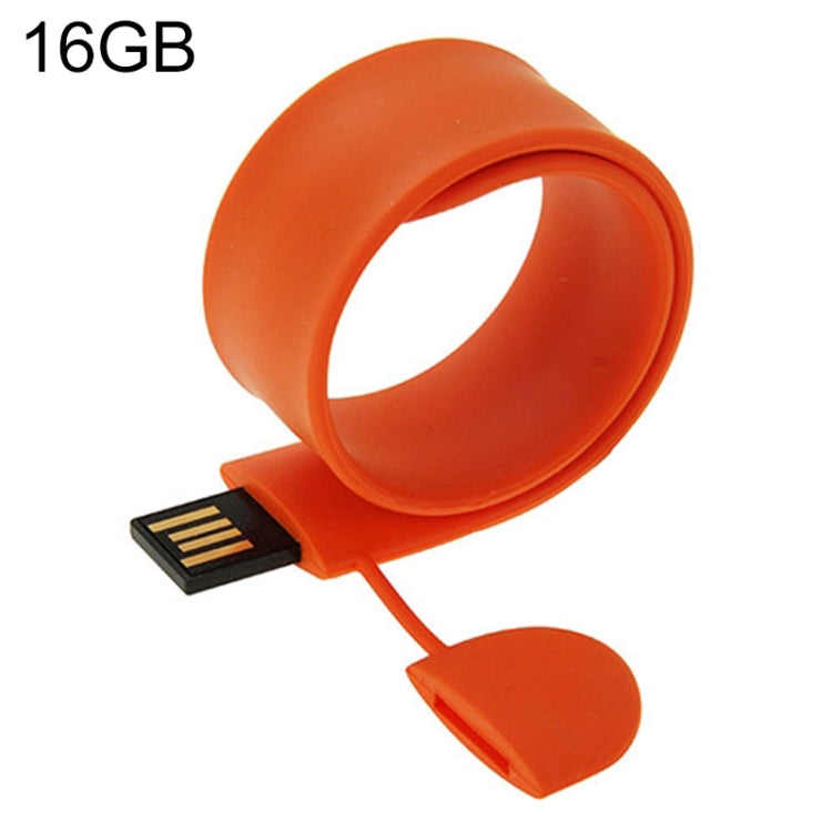 Silicone Bracelet USB Flash Disk with 16GB Memory(Orange) - USB Flash Drives by buy2fix | Online Shopping UK | buy2fix