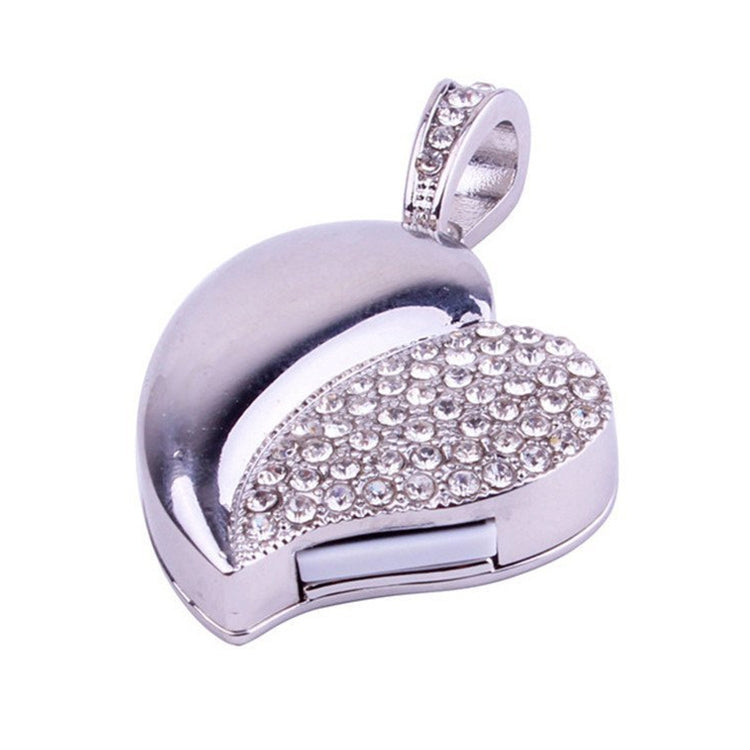 Silver Heart Shaped Diamond Jewelry USB Flash Disk, Special for Valentines Day Gifts (8GB) -  by buy2fix | Online Shopping UK | buy2fix