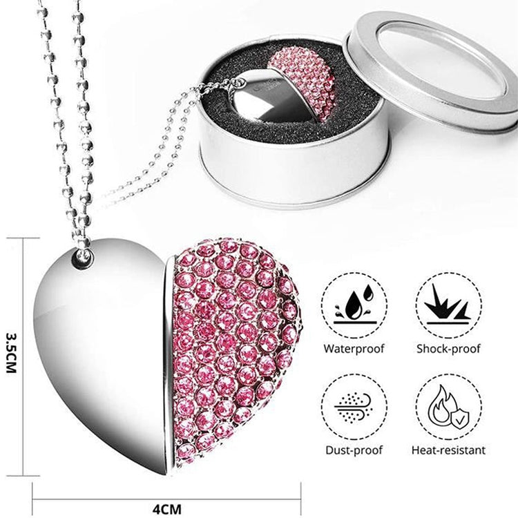 Heart Shaped Diamond Jewelry USB Flash Disk, Special for Valentines Day Gifts (4GB) - USB Flash Drives by buy2fix | Online Shopping UK | buy2fix