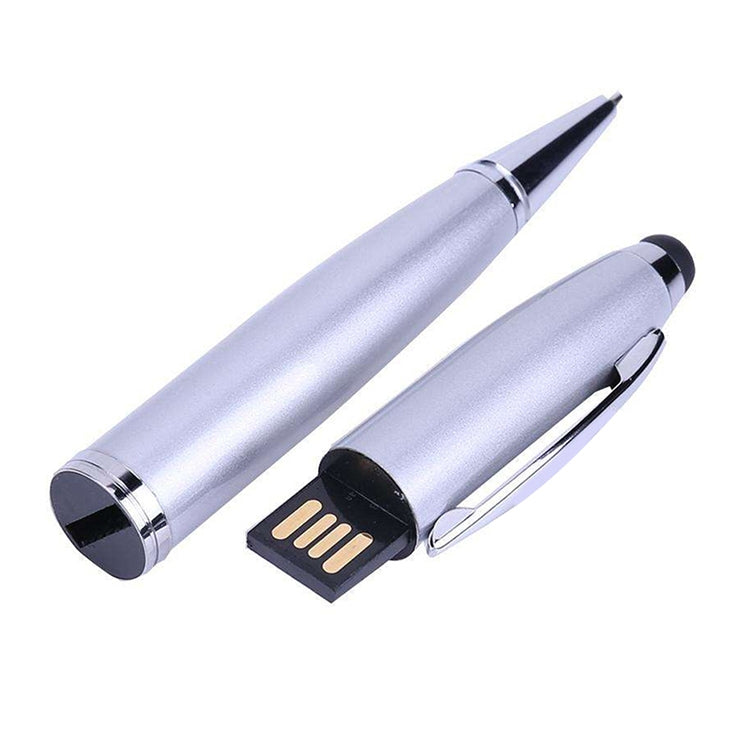 2 in 1 Pen Style USB Flash Disk, Silver (4GB) - Computer & Networking by buy2fix | Online Shopping UK | buy2fix