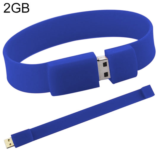 2GB Silicon Bracelets USB 2.0 Flash Disk(Dark Blue) - USB Flash Drives by buy2fix | Online Shopping UK | buy2fix