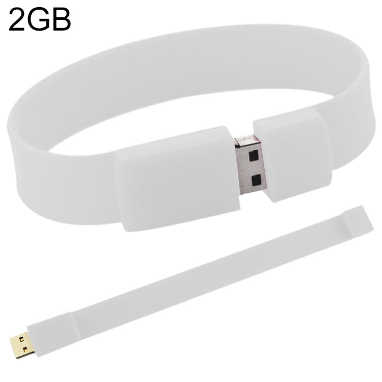 2GB Silicon Bracelets USB 2.0 Flash Disk(White) - USB Flash Drives by buy2fix | Online Shopping UK | buy2fix