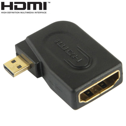 Gold Plated Micro HDMI Male to HDMI 19 Pin Female Adaptor with 90 Degree Angle(Black) - Adapter by buy2fix | Online Shopping UK | buy2fix