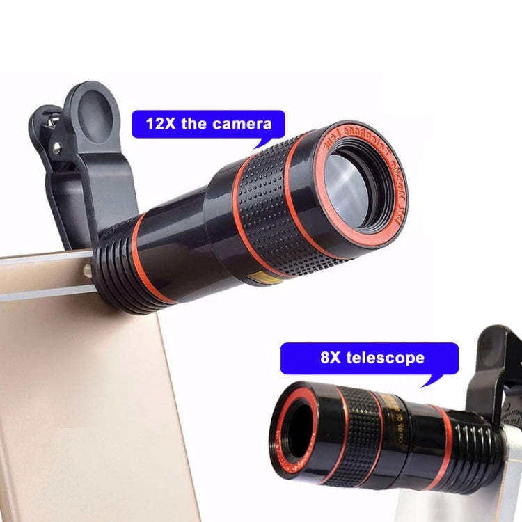 Universal 12X Zoom Optical Zoom Telescope Lens with Clip - Telescope & Microscope by buy2fix | Online Shopping UK | buy2fix